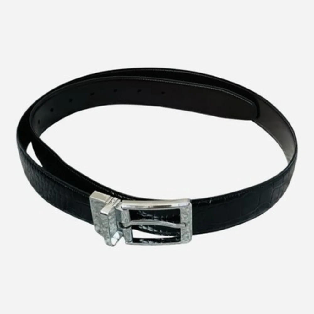 Ben Hogan Men’s Reversible Black Croc Bonded Leather Belt Size 40/100 VG